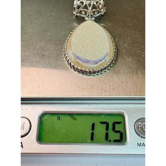 Estate Sterling Silver 925 Drusy Quartz Teardrop Pendant, 17.5g, No Chain - Picture 9 of 9